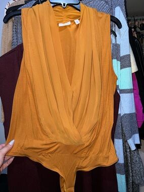 Sleeveless Dark Mustard Bodysuit Top